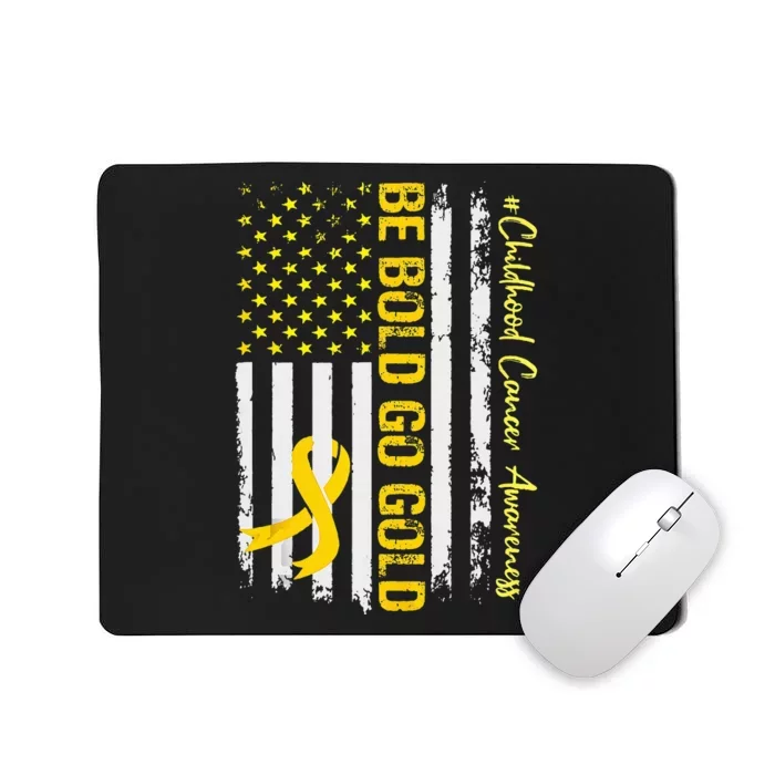 Be Bold Go Gold Childhood Cancer Awareness USA Flag Ribbon Mousepad