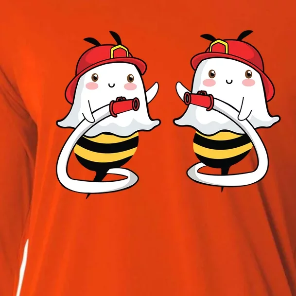 Boobs Boo Ghost Bee Hose Pipe Funny Firefighter Halloween Funny Gift Cooling Performance Long Sleeve Crew