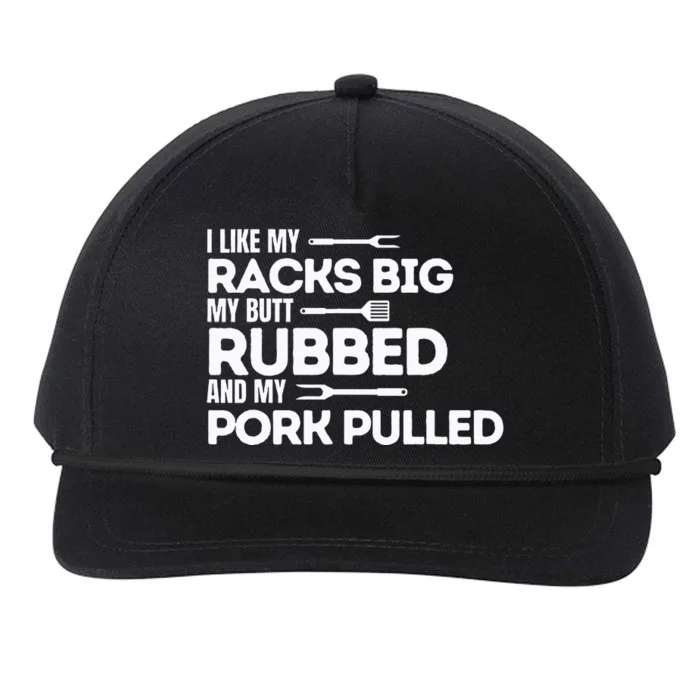 Bbq Barbecue Grilling Butt Rubbed Pork Pulled Pitmaster Dad Snapback Five-Panel Rope Hat