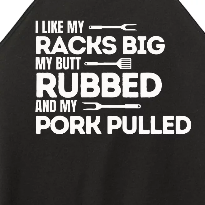 Bbq Barbecue Grilling Butt Rubbed Pork Pulled Pitmaster Dad Women’s Perfect Tri Rocker Tank