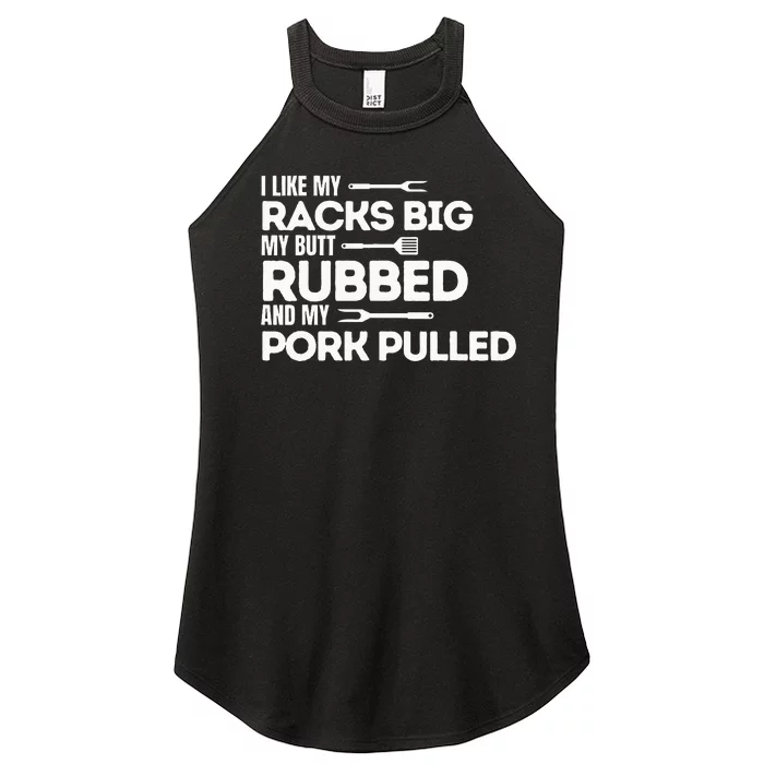 Bbq Barbecue Grilling Butt Rubbed Pork Pulled Pitmaster Dad Women’s Perfect Tri Rocker Tank