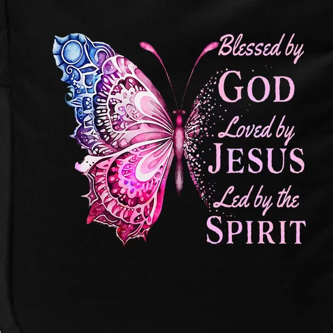 Blessed By God Loved By Jesus Butterfly Impact Tech Backpack