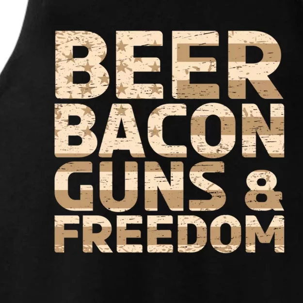 Beer Bacon Guns And Freedom Bbq Meat Pig Lover Bacon Gift Ladies Tri-Blend Wicking Tank