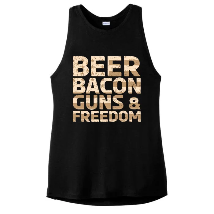 Beer Bacon Guns And Freedom Bbq Meat Pig Lover Bacon Gift Ladies Tri-Blend Wicking Tank