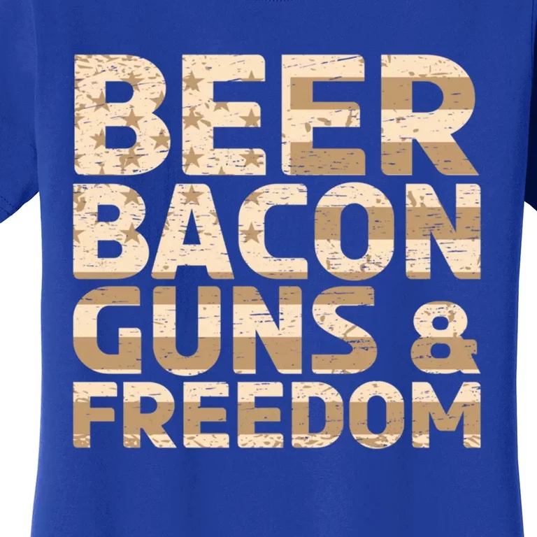 Beer Bacon Guns And Freedom Bbq Meat Pig Lover Bacon Gift Women's T-Shirt