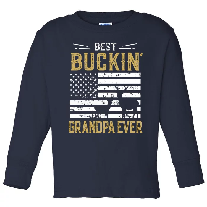 Best Buckin Grandpa Ever Funny Gift Deer Hunter Cool Hunting Toddler Long Sleeve Shirt