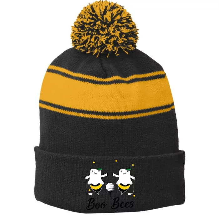 Boo Bees Golf Bees Costume Boo Playing Golf Stripe Pom Pom Beanie