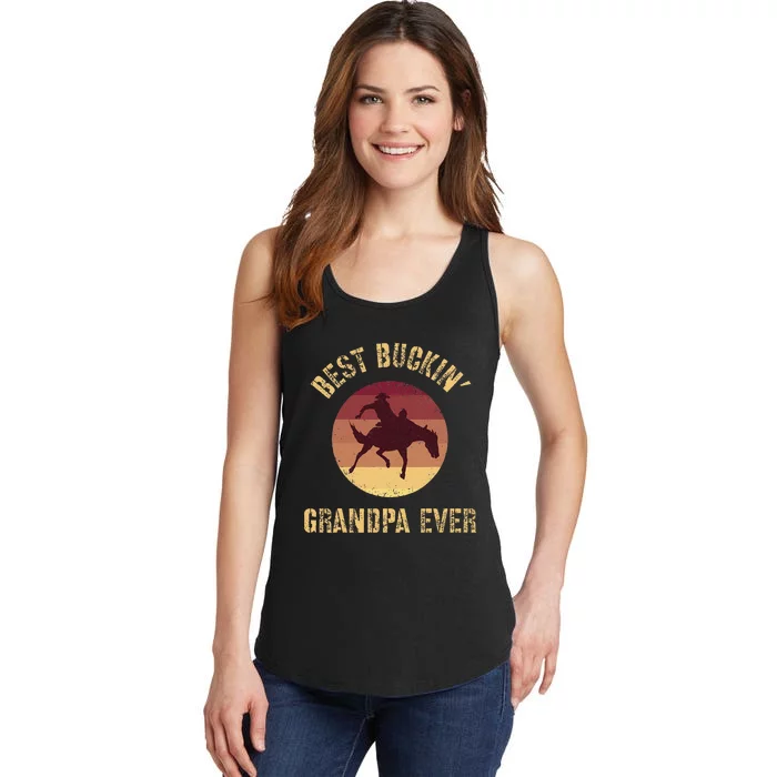 Best Buckin Grandpa Ever Western Rodeo Cowboy Bucking Horse Ladies Essential Tank