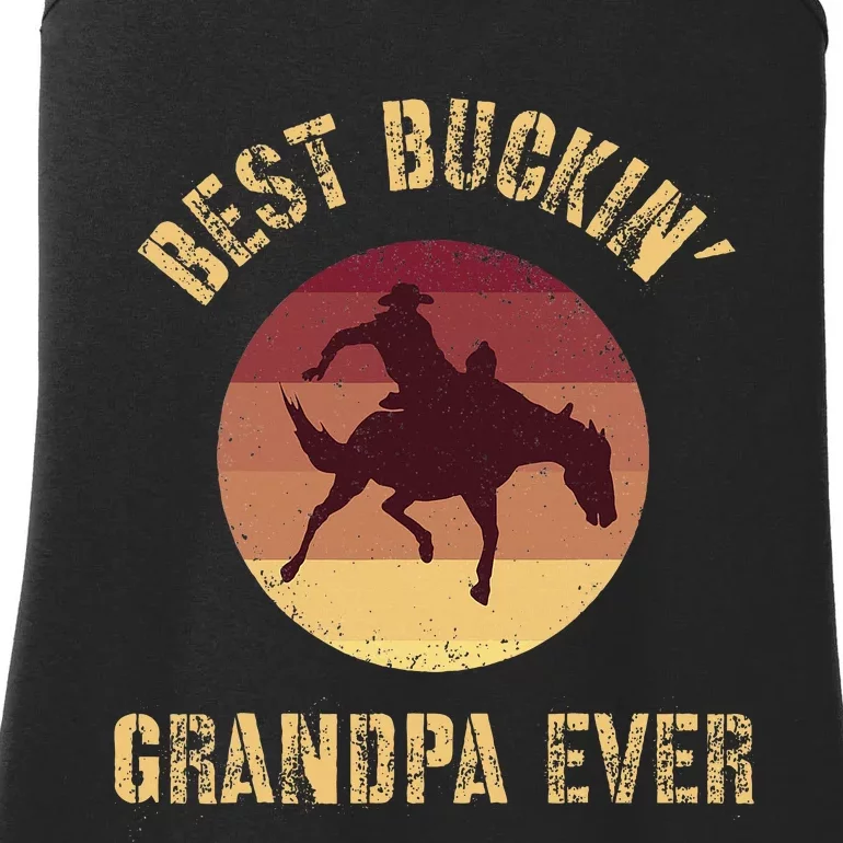 Best Buckin Grandpa Ever Western Rodeo Cowboy Bucking Horse Ladies Essential Tank