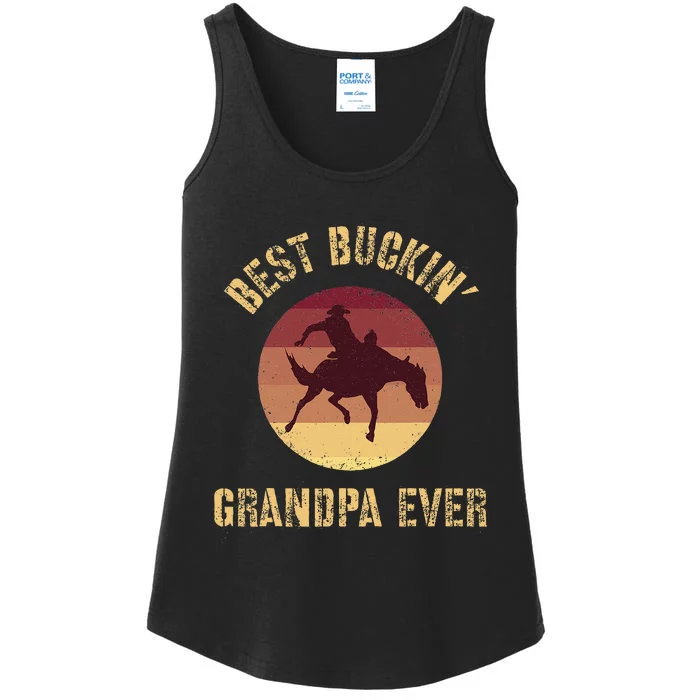 Best Buckin Grandpa Ever Western Rodeo Cowboy Bucking Horse Ladies Essential Tank