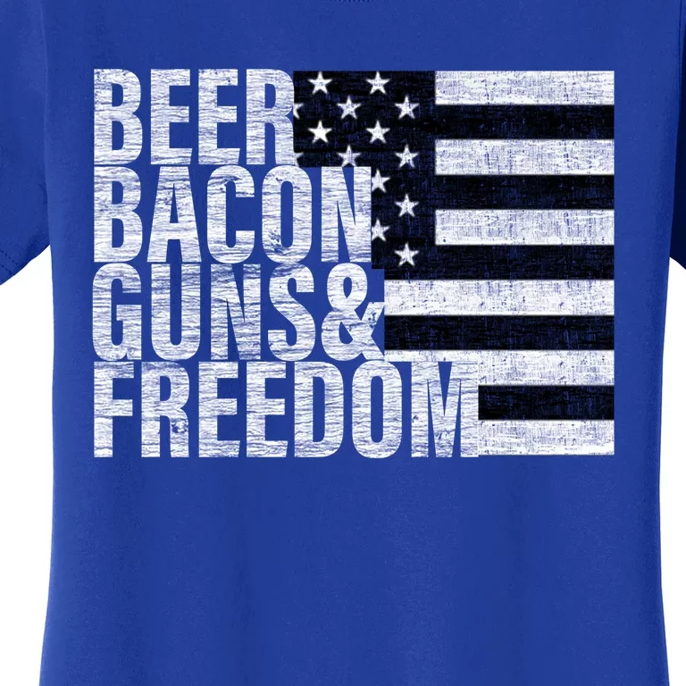 Beer Bacon Guns And Freedom Funny Gift Flag Gift Women's T-Shirt