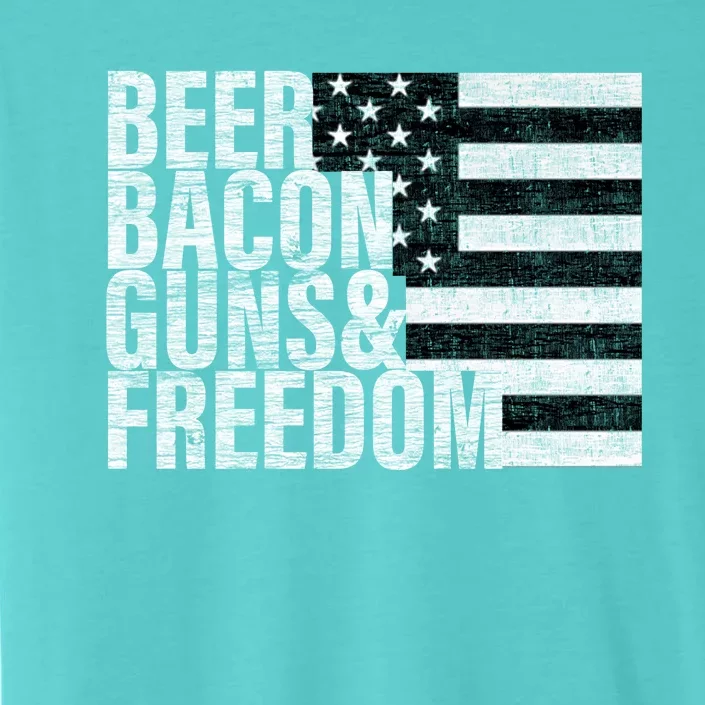 Beer Bacon Guns And Freedom Funny Gift Flag Gift ChromaSoft Performance T-Shirt