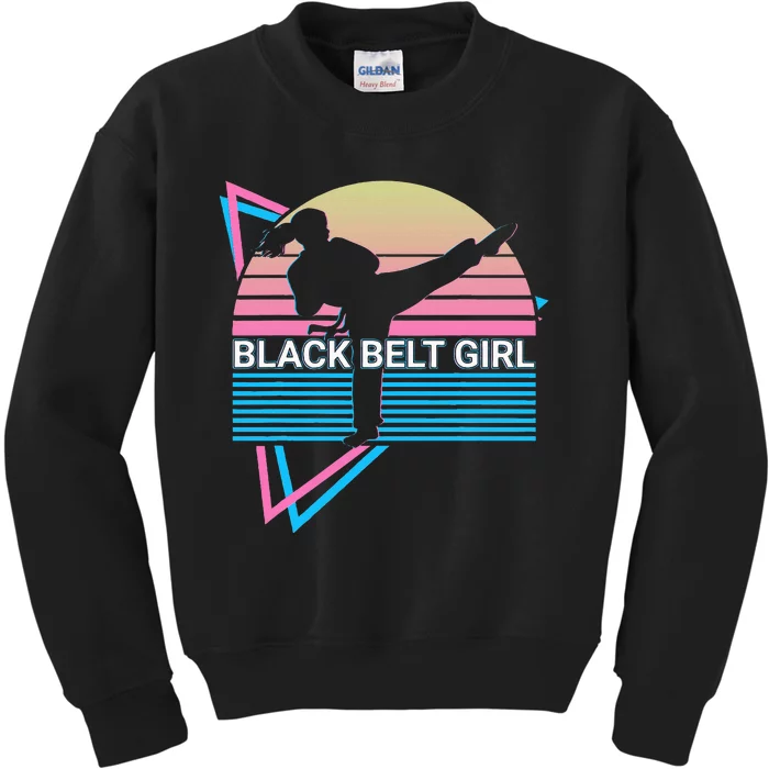 Black Belt Girl Judo Karate Jiu Jitsu Taekwondo Aikido Kids Sweatshirt