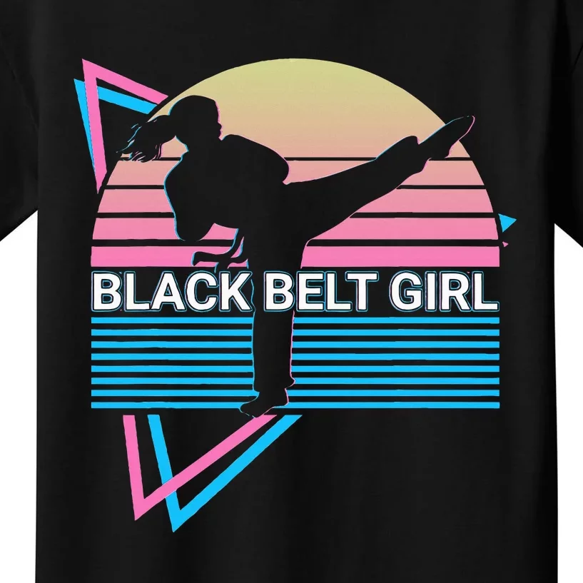 Black Belt Girl Judo Karate Jiu Jitsu Taekwondo Aikido Kids T-Shirt