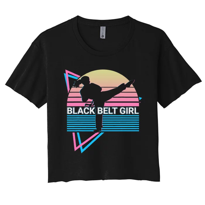 Black Belt Girl Judo Karate Jiu Jitsu Taekwondo Aikido Women's Crop Top Tee