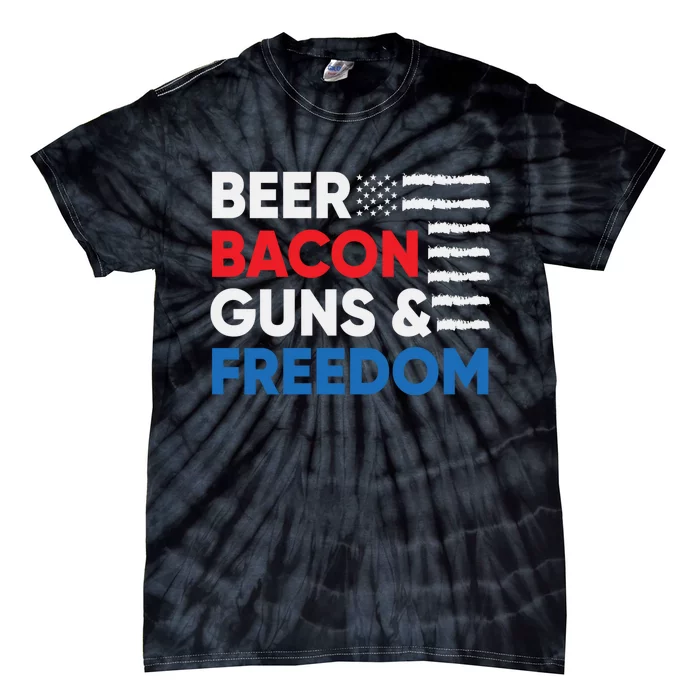 Beer Bacon Guns & Freedom | 4th Of July Tie-Dye T-Shirt