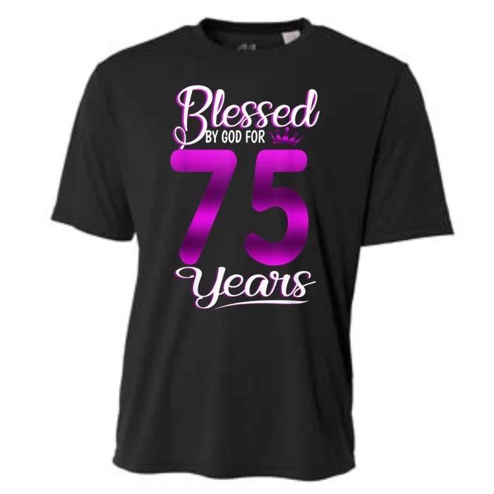 Blessed by God for 75 Years Old 75th Birthday Present Gifts Crown Cooling Performance Crew T-Shirt