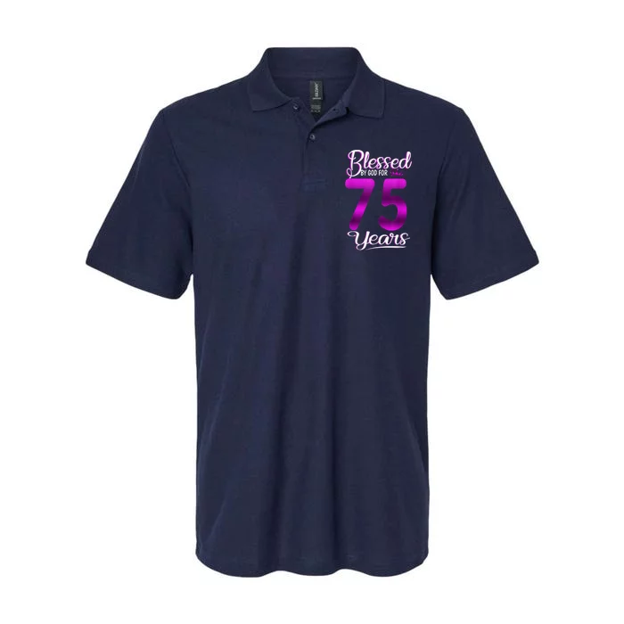 Blessed by God for 75 Years Old 75th Birthday Present Gifts Crown Softstyle Adult Sport Polo