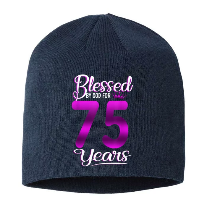 Blessed by God for 75 Years Old 75th Birthday Present Gifts Crown 8 1/2in Sustainable Knit Beanie