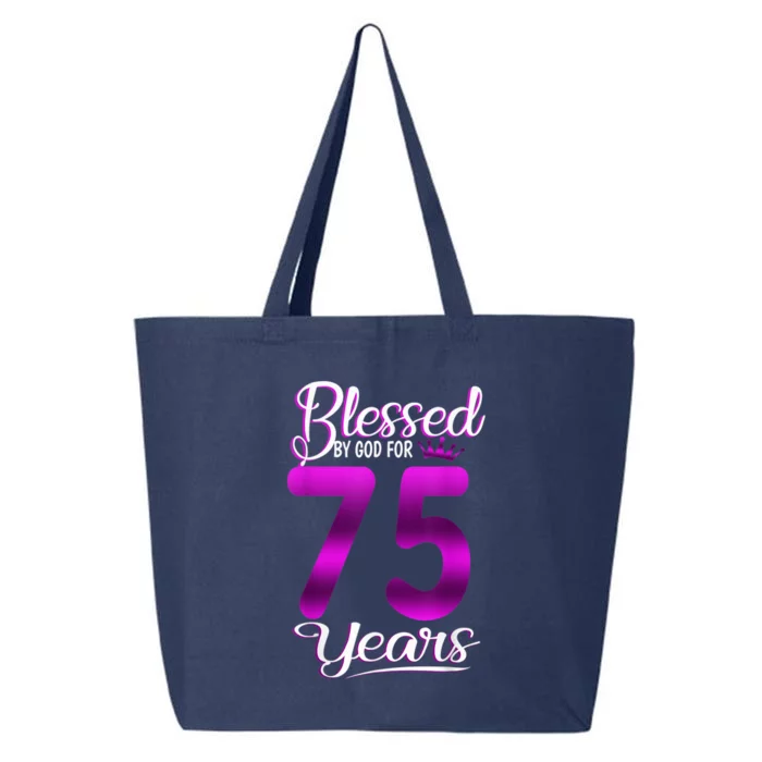 Blessed by God for 75 Years Old 75th Birthday Present Gifts Crown 25L Jumbo Tote