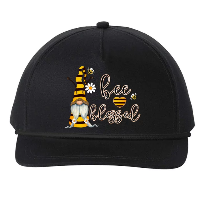 Bee Blessed Garden Gnome Honey Bee Inspirational Saying Cool Gift Snapback Five-Panel Rope Hat