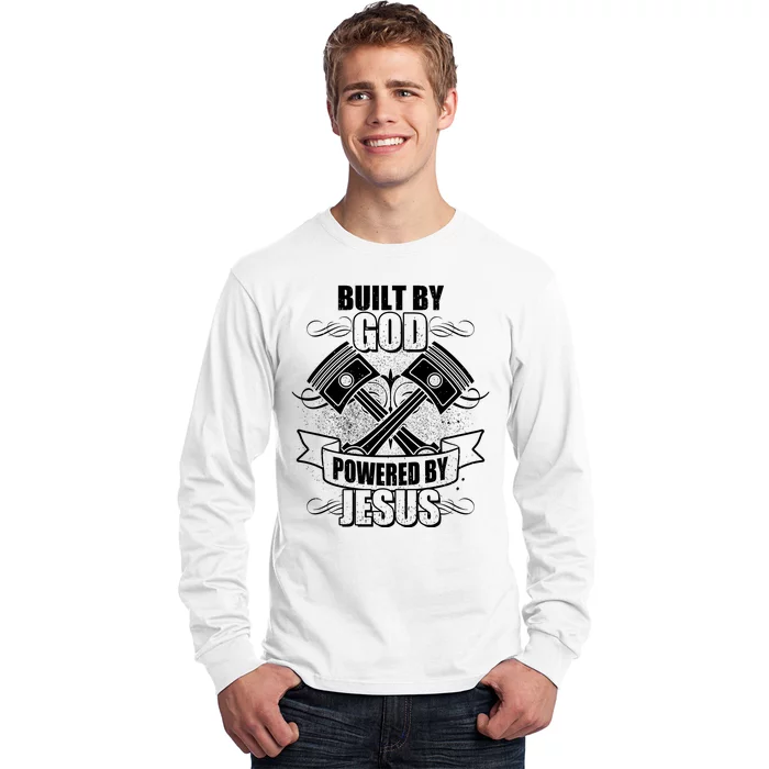 Built By God Powered By Jesus Car Engine Pistons Long Sleeve Shirt