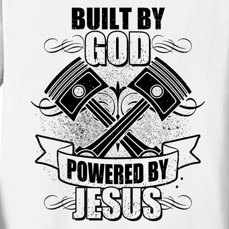 Built By God Powered By Jesus Car Engine Pistons Kids Long Sleeve Shirt