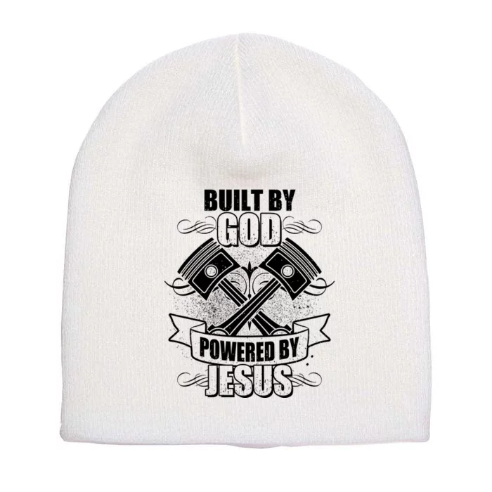 Built By God Powered By Jesus Car Engine Pistons Short Acrylic Beanie