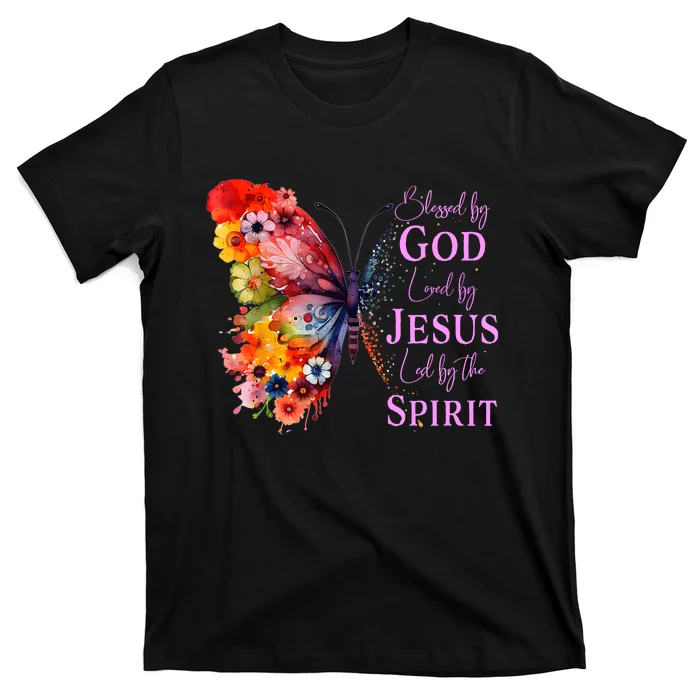 Blessed By God Loved By Jesus Butterfly T-Shirt