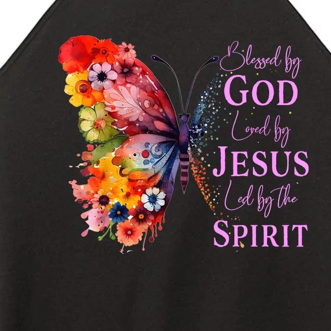 Blessed By God Loved By Jesus Butterfly Women’s Perfect Tri Rocker Tank