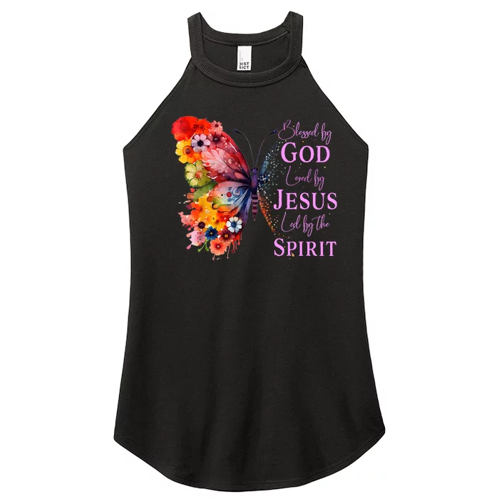 Blessed By God Loved By Jesus Butterfly Women’s Perfect Tri Rocker Tank