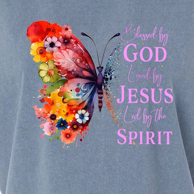 Blessed By God Loved By Jesus Butterfly Garment-Dyed Women's Muscle Tee