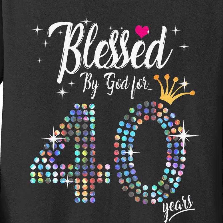 Blessed By God For 40 Years 40th Birthday Anniversary Kids Long Sleeve Shirt