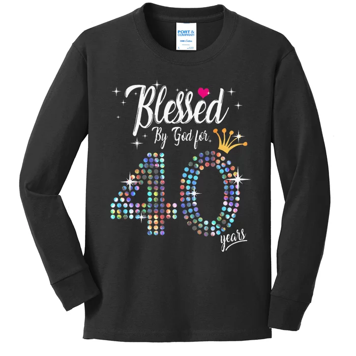 Blessed By God For 40 Years 40th Birthday Anniversary Kids Long Sleeve Shirt