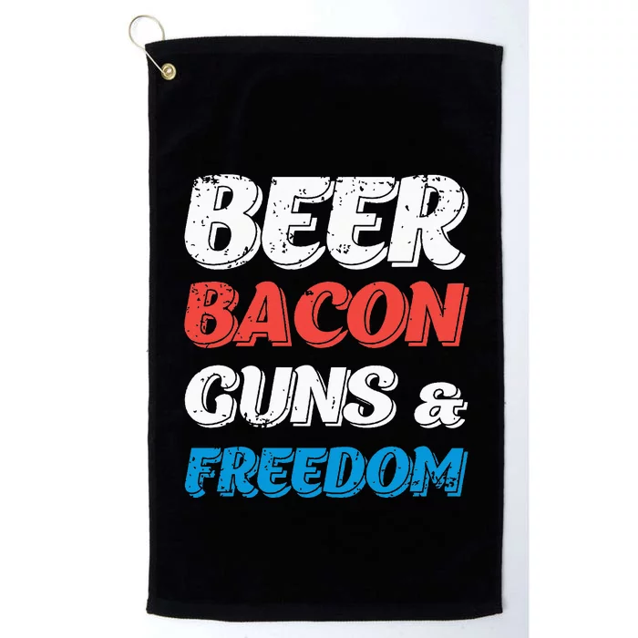 Beer Bacon Guns & Freedom 4th of July Platinum Collection Golf Towel