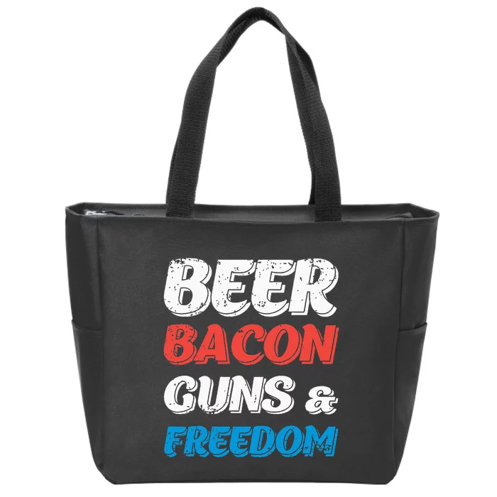 Beer Bacon Guns & Freedom 4th of July Zip Tote Bag