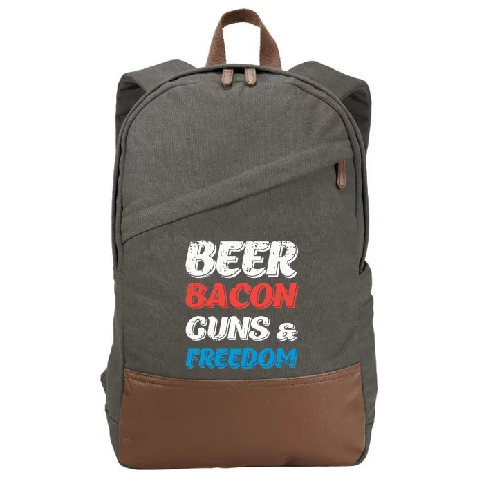 Beer Bacon Guns & Freedom 4th of July Cotton Canvas Backpack