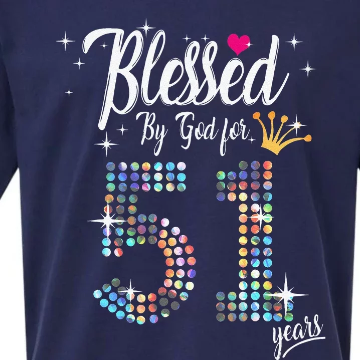 Blessed By God For 51 Years 51st Birthday Anniversary Sueded Cloud Jersey T-Shirt