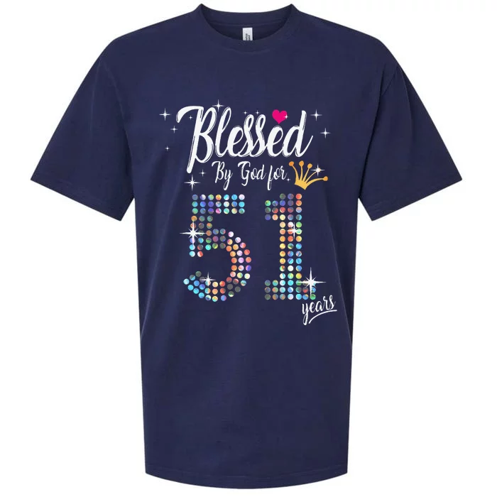 Blessed By God For 51 Years 51st Birthday Anniversary Sueded Cloud Jersey T-Shirt