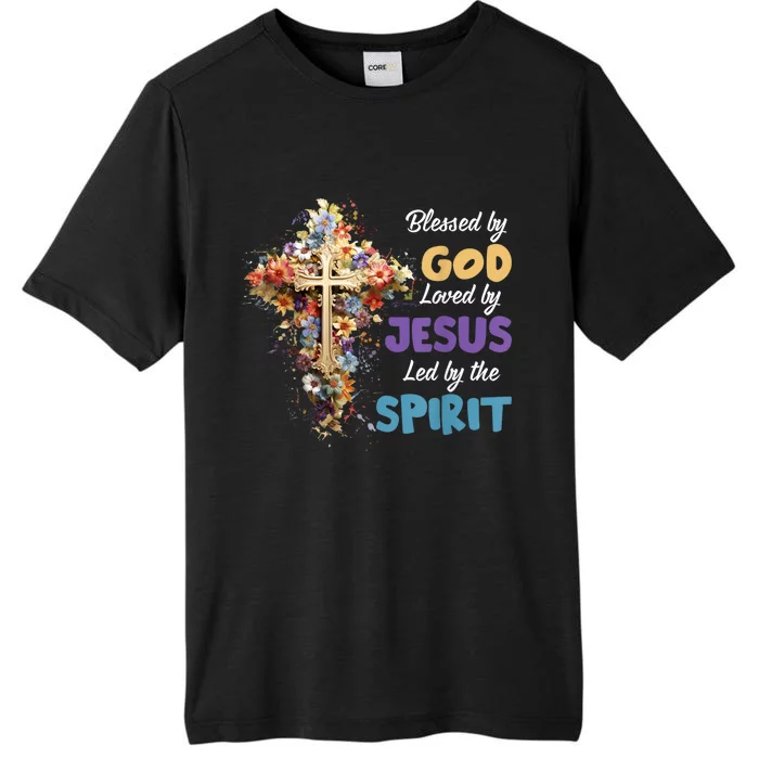 Blessed By God Loved By Jesus Cross Christian Religious ChromaSoft Performance T-Shirt