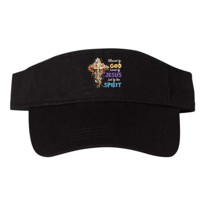 Blessed By God Loved By Jesus Cross Christian Religious Valucap Bio-Washed Visor