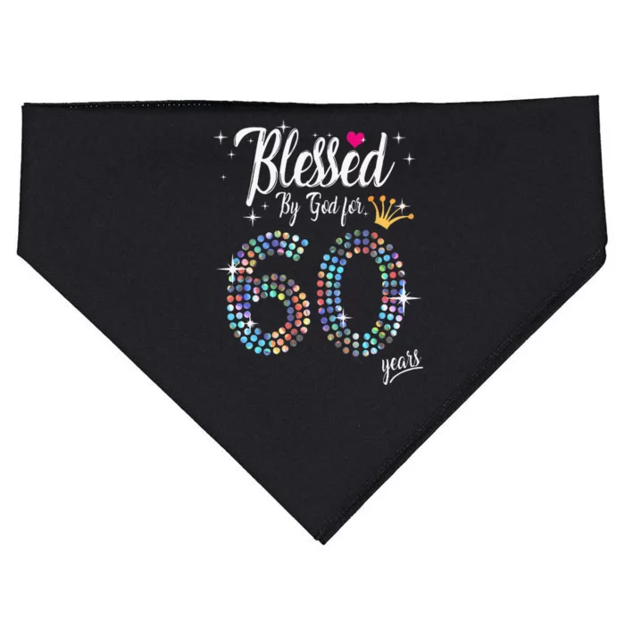 Blessed By God For 60 Years 60th Birthday Anniversary USA-Made Doggie Bandana