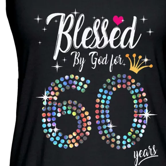 Blessed By God For 60 Years 60th Birthday Anniversary Ladies Essential Flowy Tank