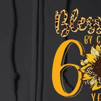 Blessed by God for 60 Years Sunflower Leopard Birthday Full Zip Hoodie