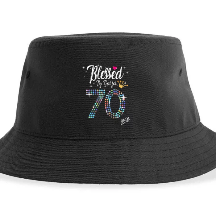 Blessed By God For 70 Years 70th Birthday Anniversary Sustainable Bucket Hat