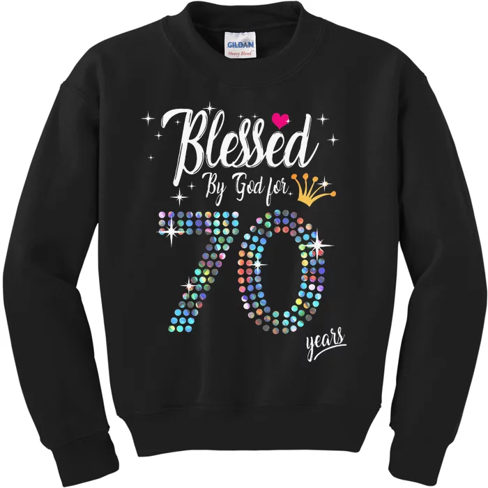 Blessed By God For 70 Years 70th Birthday Anniversary Kids Sweatshirt