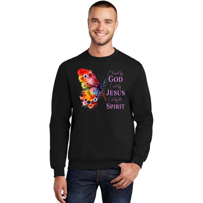 Blessed By God Loved By Jesus, Butterfly Christian Faith Sweatshirt