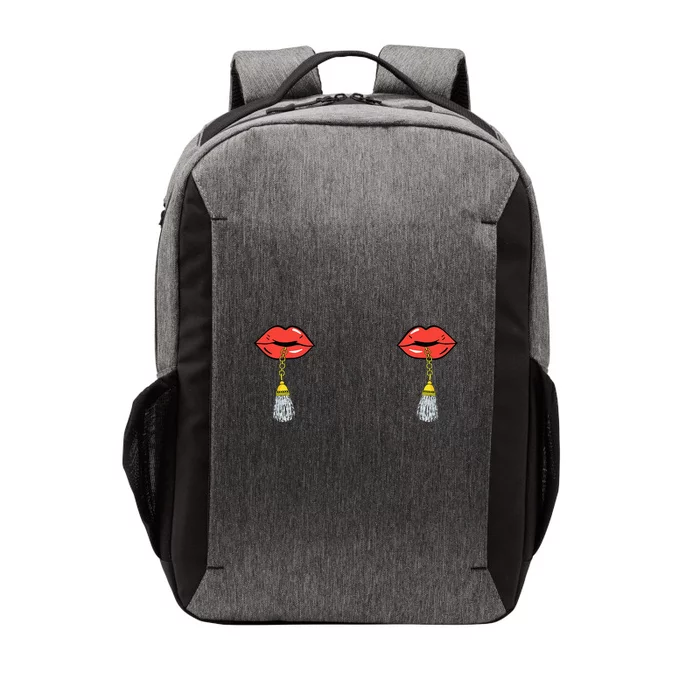 Burlesque Boobs Gag Red Lip Tassel Pasties Vector Backpack