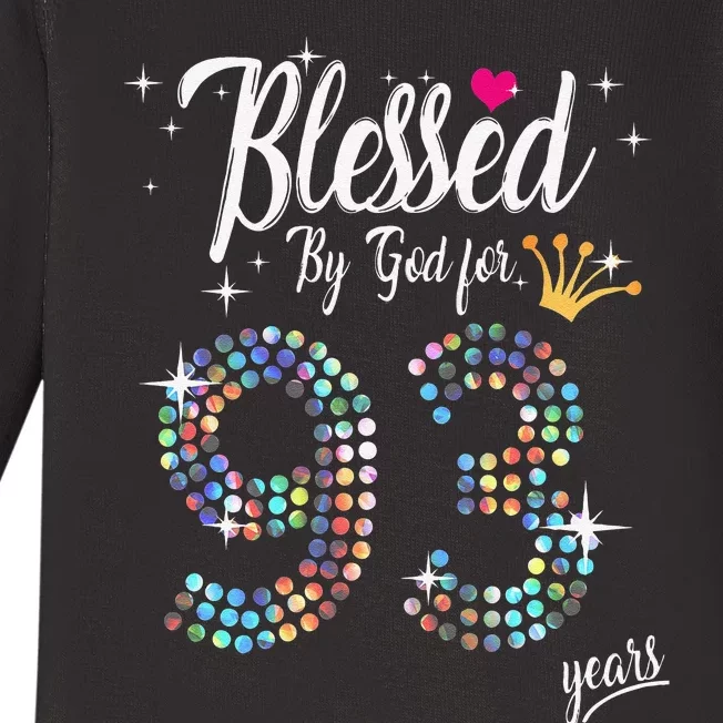 Blessed By God For 93 Years 93rd Birthday Anniversary Baby Long Sleeve Bodysuit