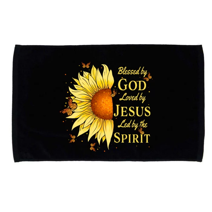 Blessed By God Loved By Jesus Sunflower Microfiber Hand Towel